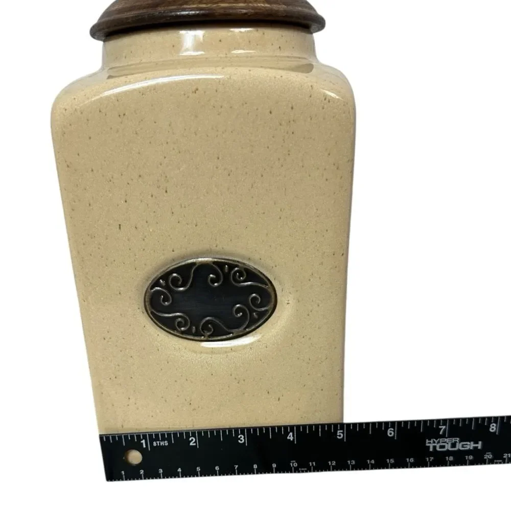 Pier 1 Imports India Rustic Beige Speckled Ceramic Canister